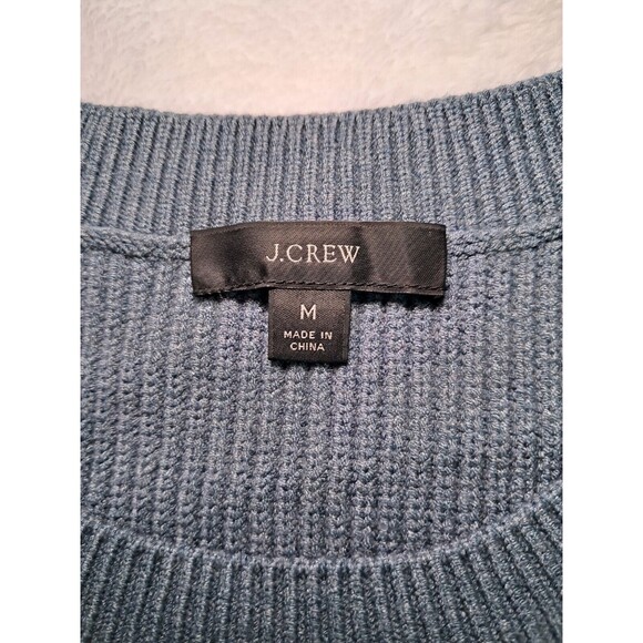J.Crew Ribbed Stretch Crewneck Sweater Blue Gray  Soft Feel BJ580 $128 Size M - Picture 2 of 11